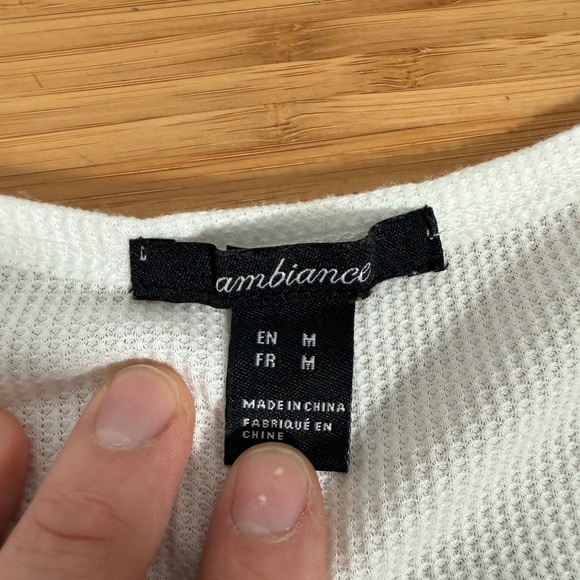 Ambiance White Buttoned V-Neck Tee - Picture 5 of 6